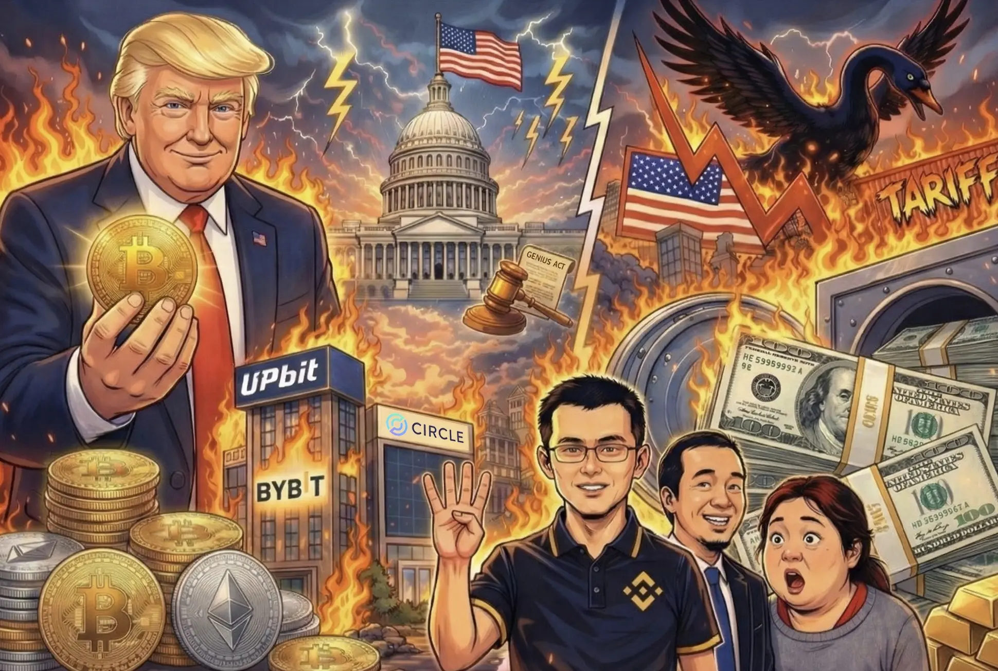 2025 年加密貨幣大事件回顧：從政治狂歡到黑天鵝衝擊的一年