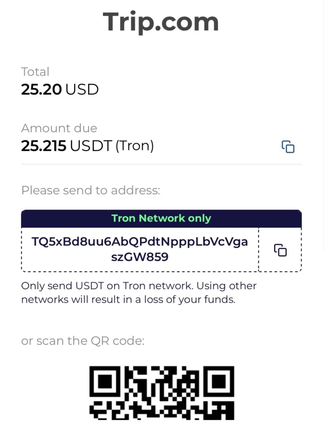 Trip 已開通 USDT 和 USDC 支付