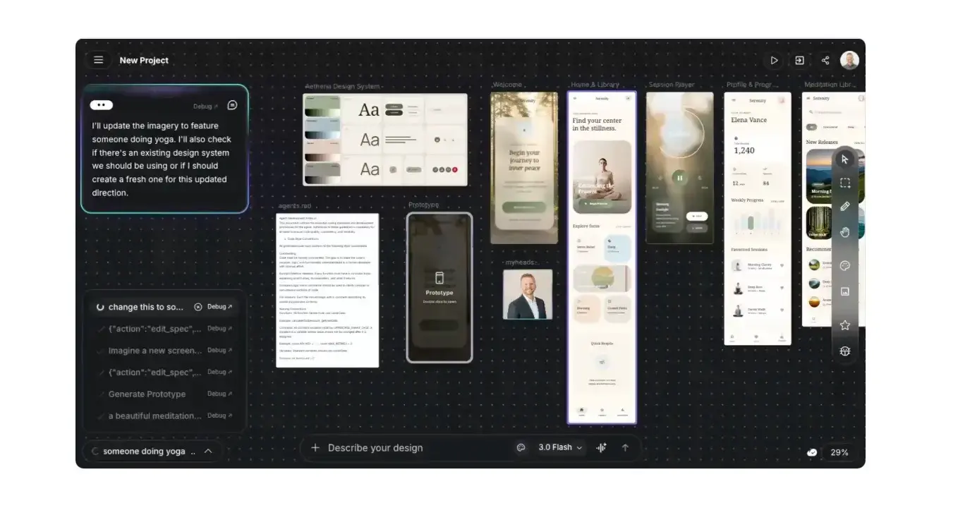 Google Stitch AI-Native Canvas 無限畫布截圖