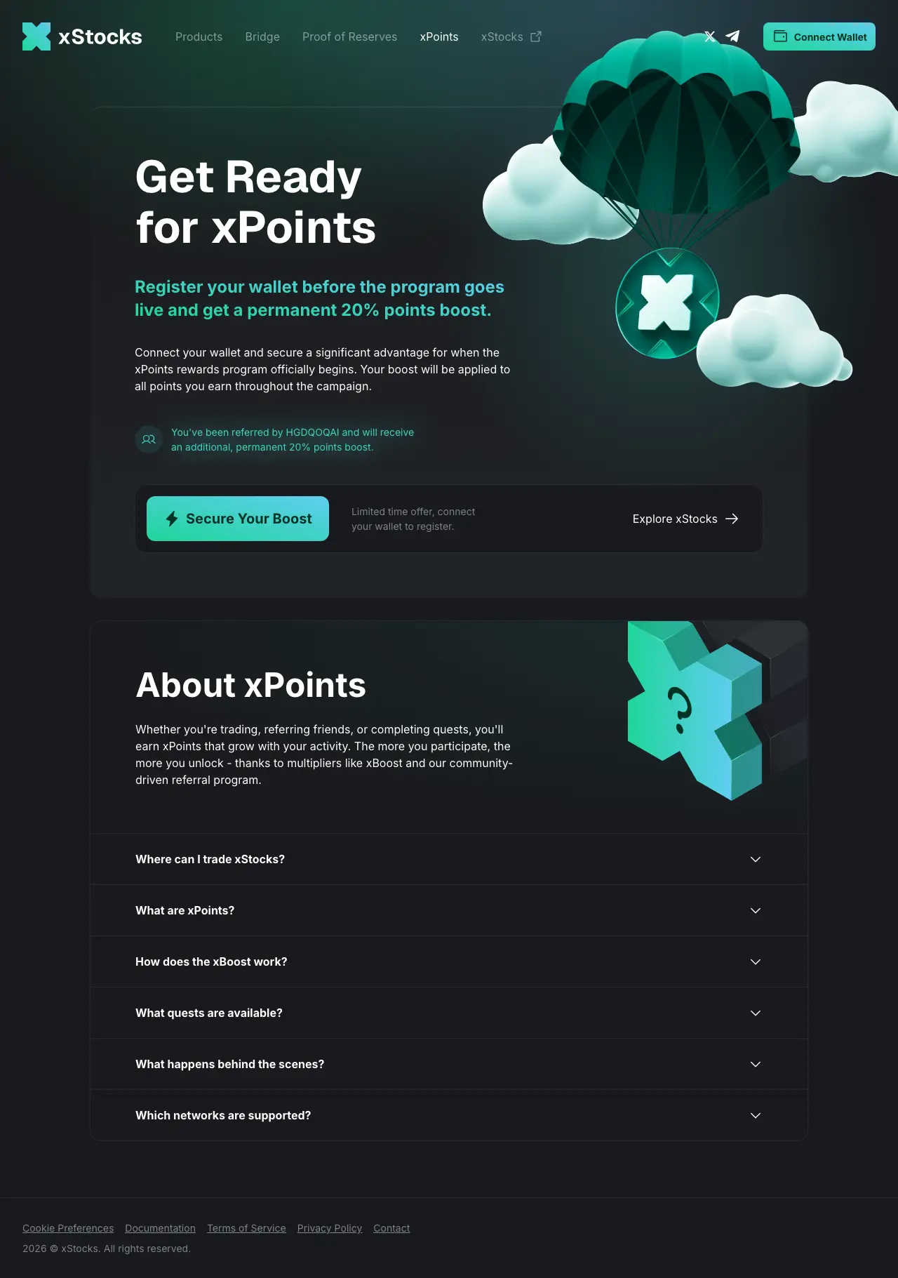 xStocks xPoints 推薦碼永久 20% 積分加成