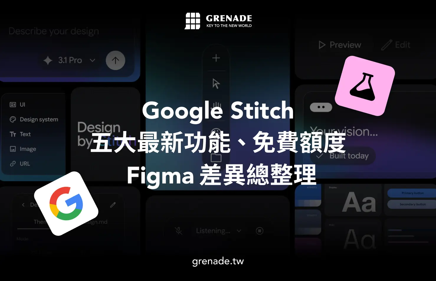 Google Stitch 完整指南：2026 五大功能、免費額度與 Figma 差異總整理