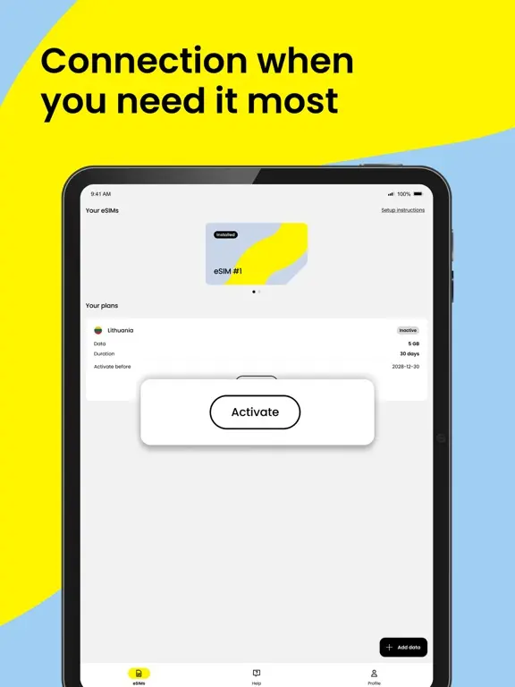 Saily App eSIM 啟用畫面