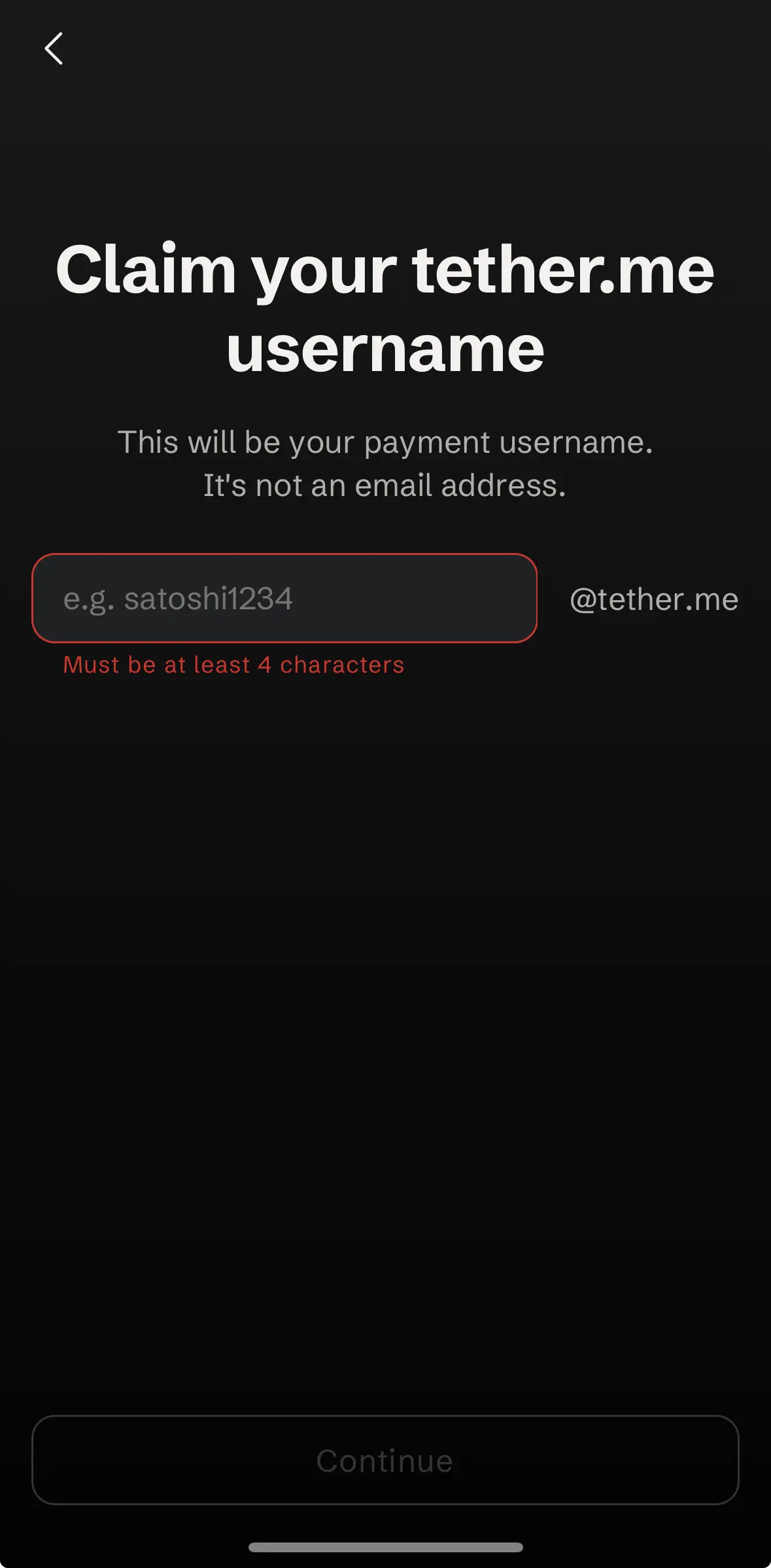Tether Wallet 設定 tether.me 用戶名