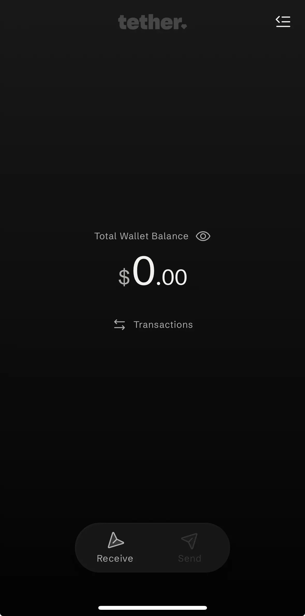 Tether Wallet 主畫面