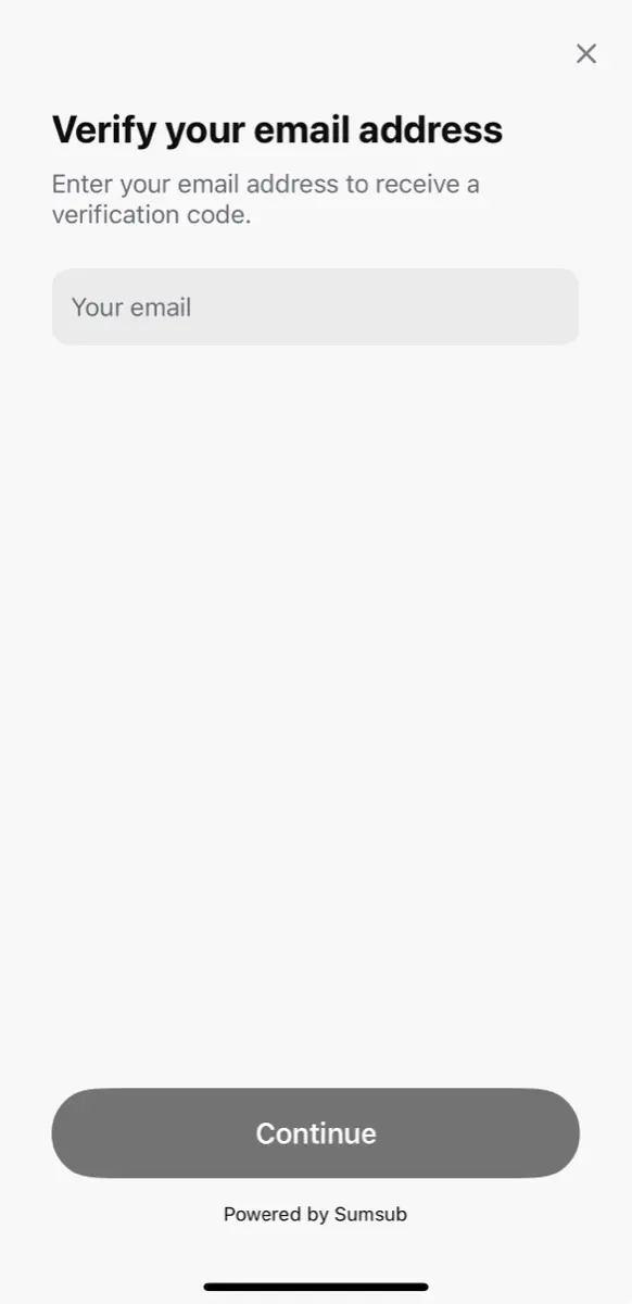 Plasma One Email 地址驗證畫面