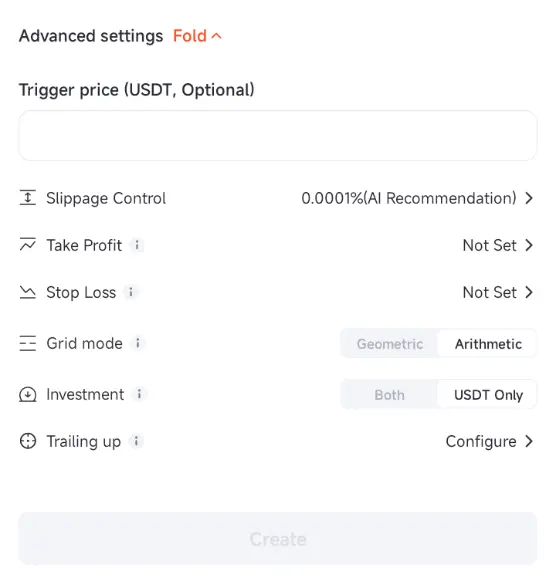 Pionex Advanced settings 進階設定 Take Profit / Stop Loss