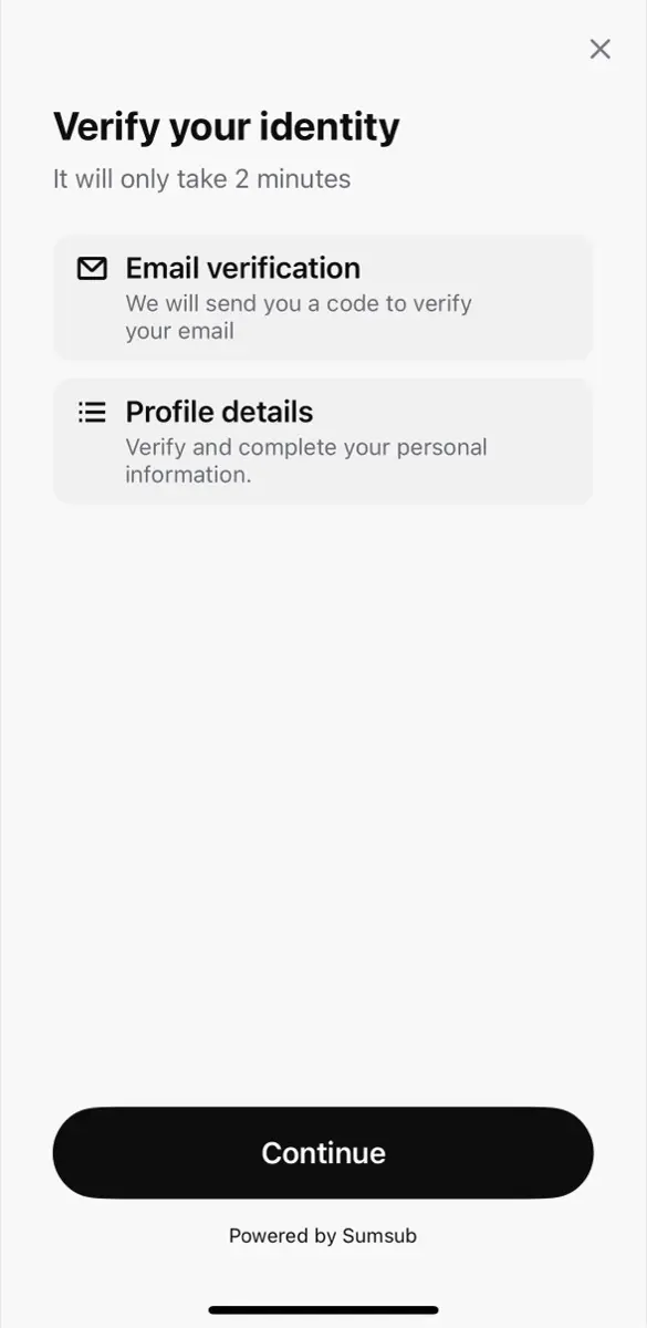 Plasma One Sumsub 身分驗證概覽，Email 驗證與個人資料