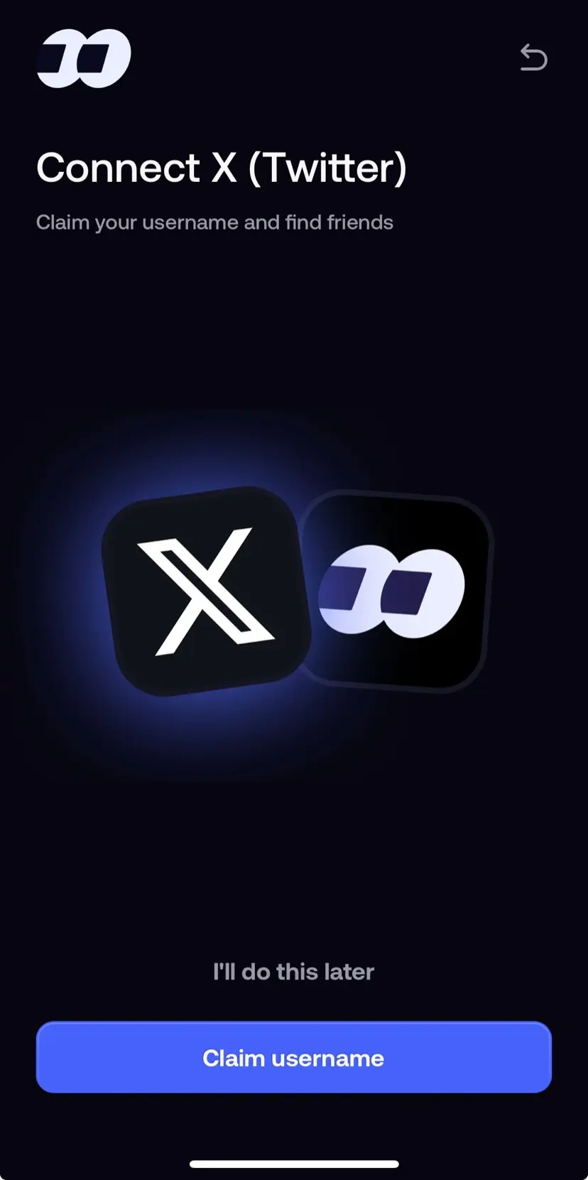 FOMO App 連結 X（Twitter）帳號、設定使用者名稱畫面