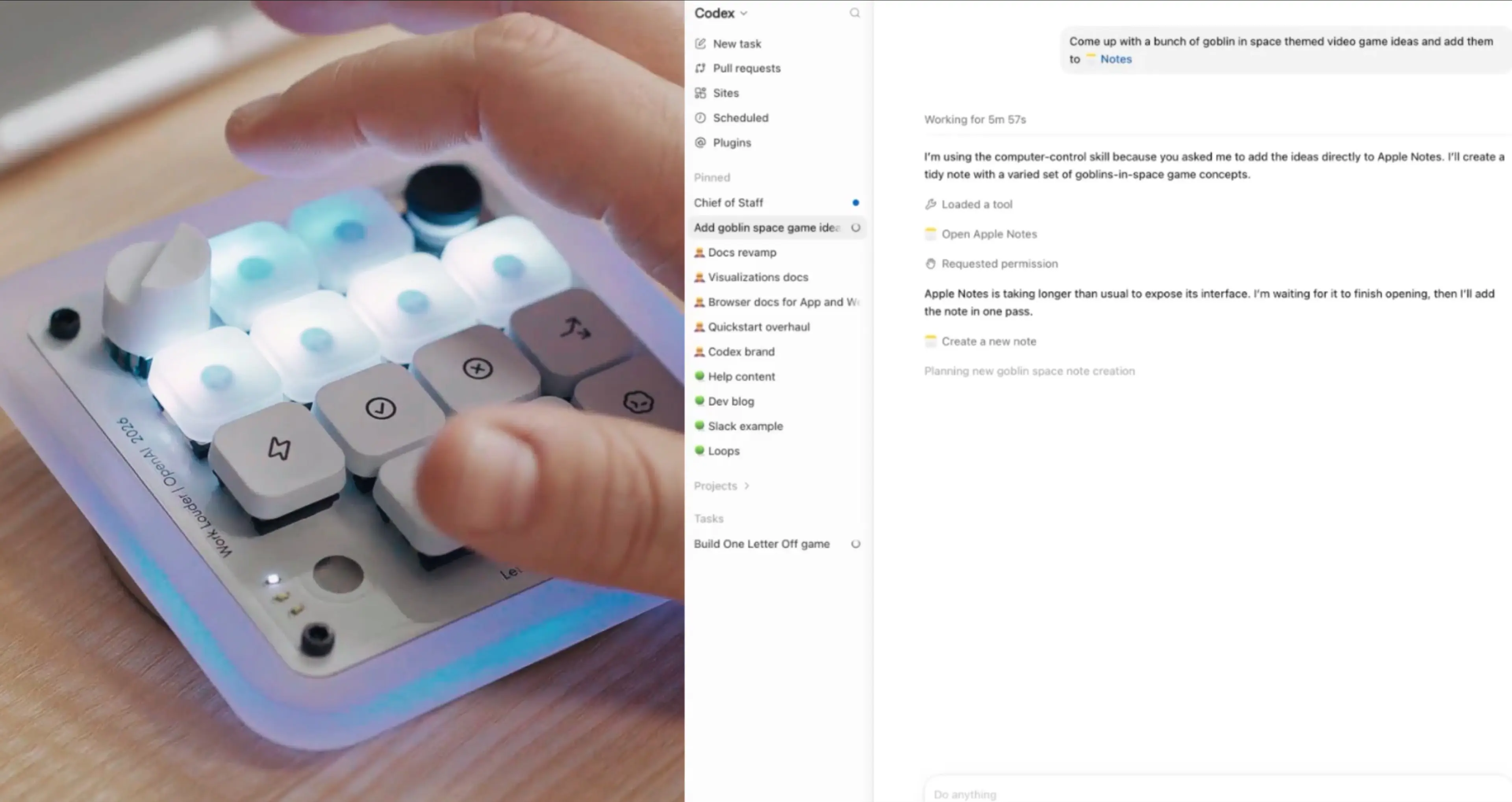Codex Micro 是 OpenAI 與 Work Louder 共同設計的可程式化控制器