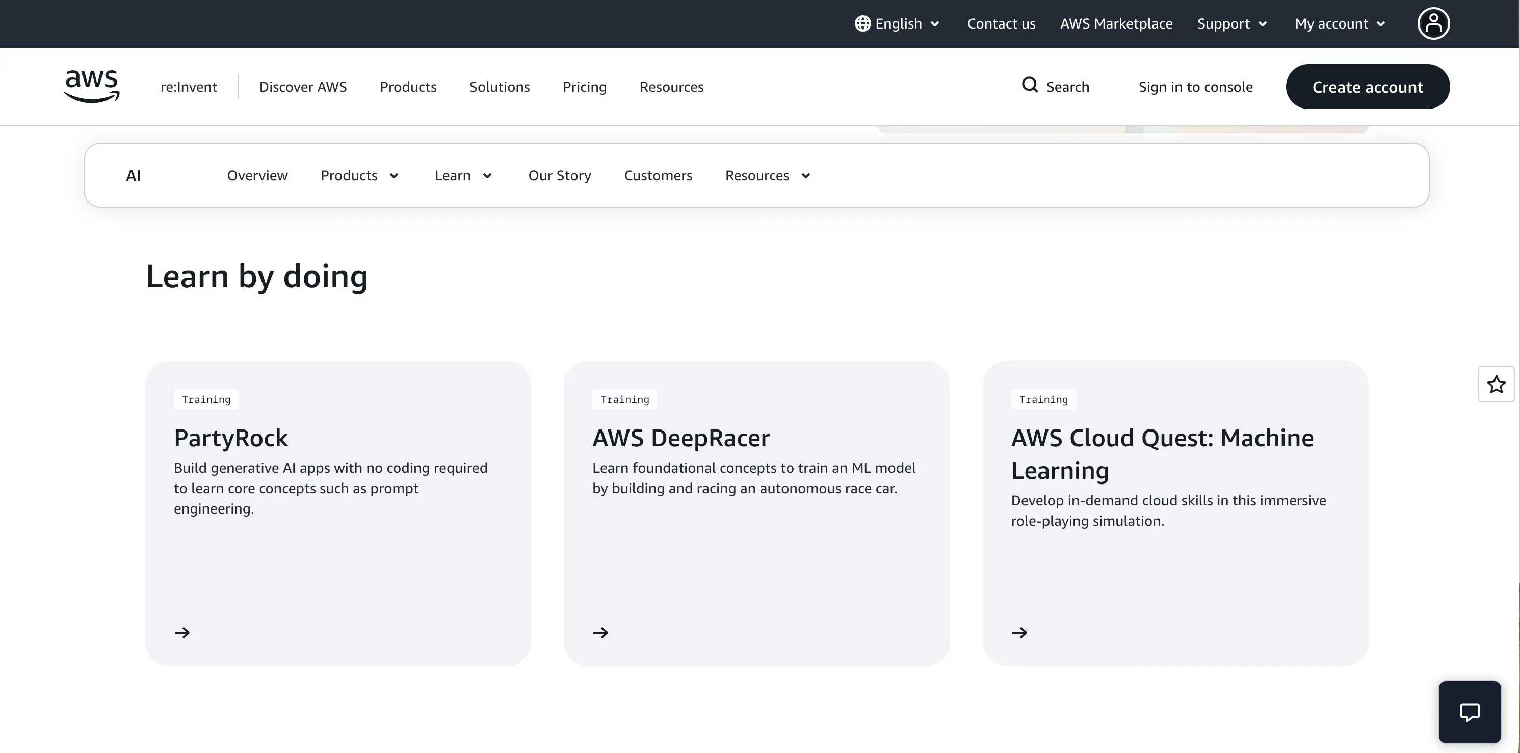 AWS AI 學習入口 