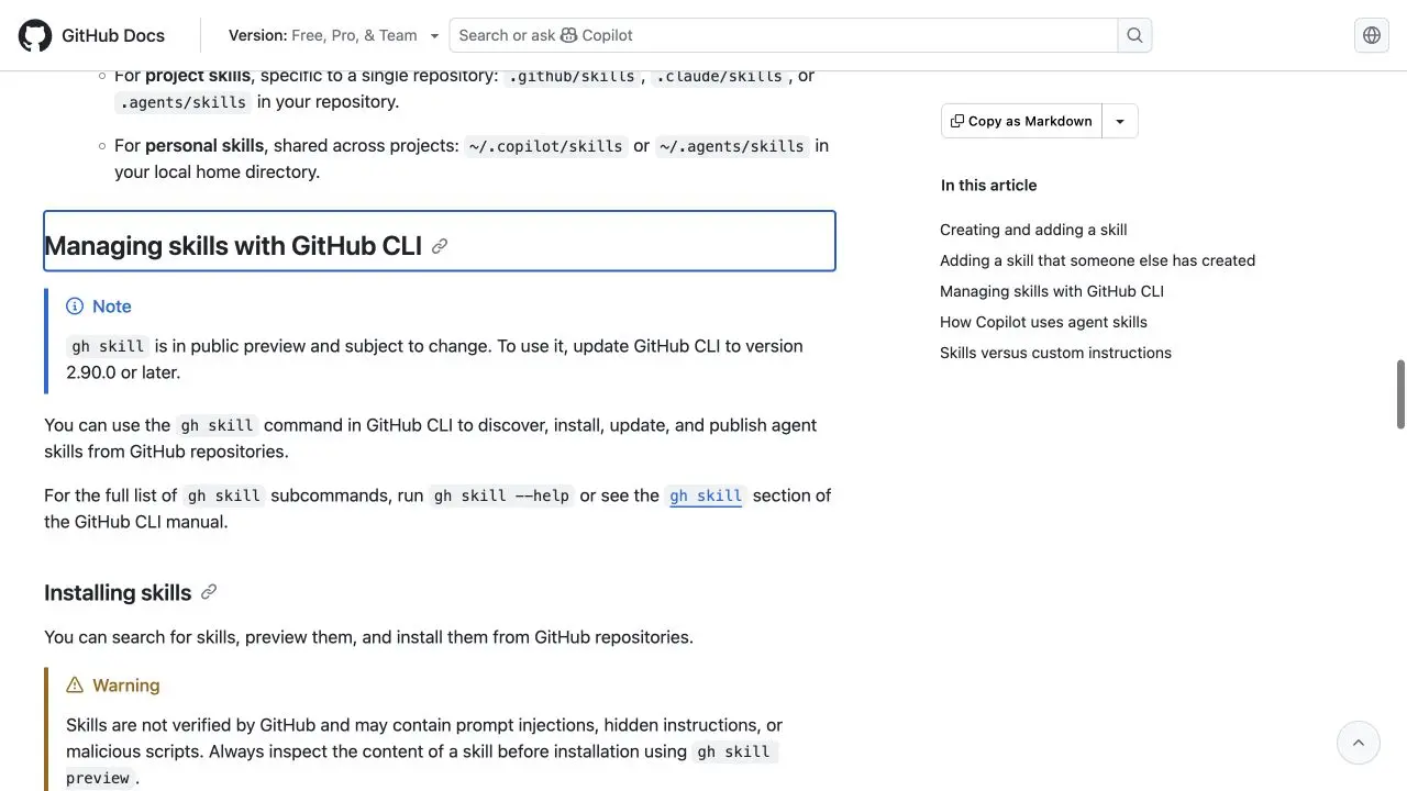 Github Agent Skills Docs