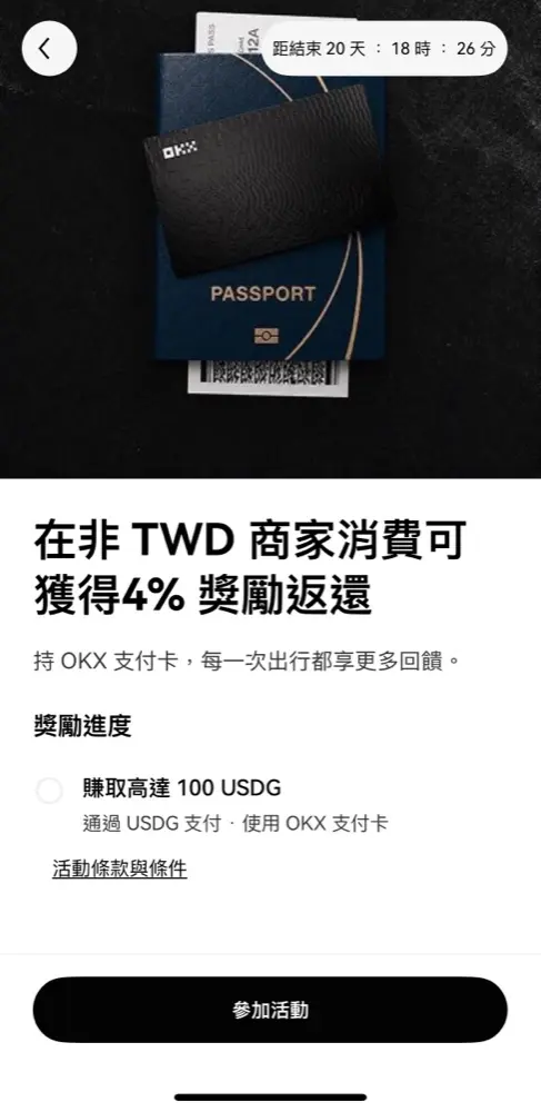 OKX Card 海外消費 4% 獎勵返還活動頁面
