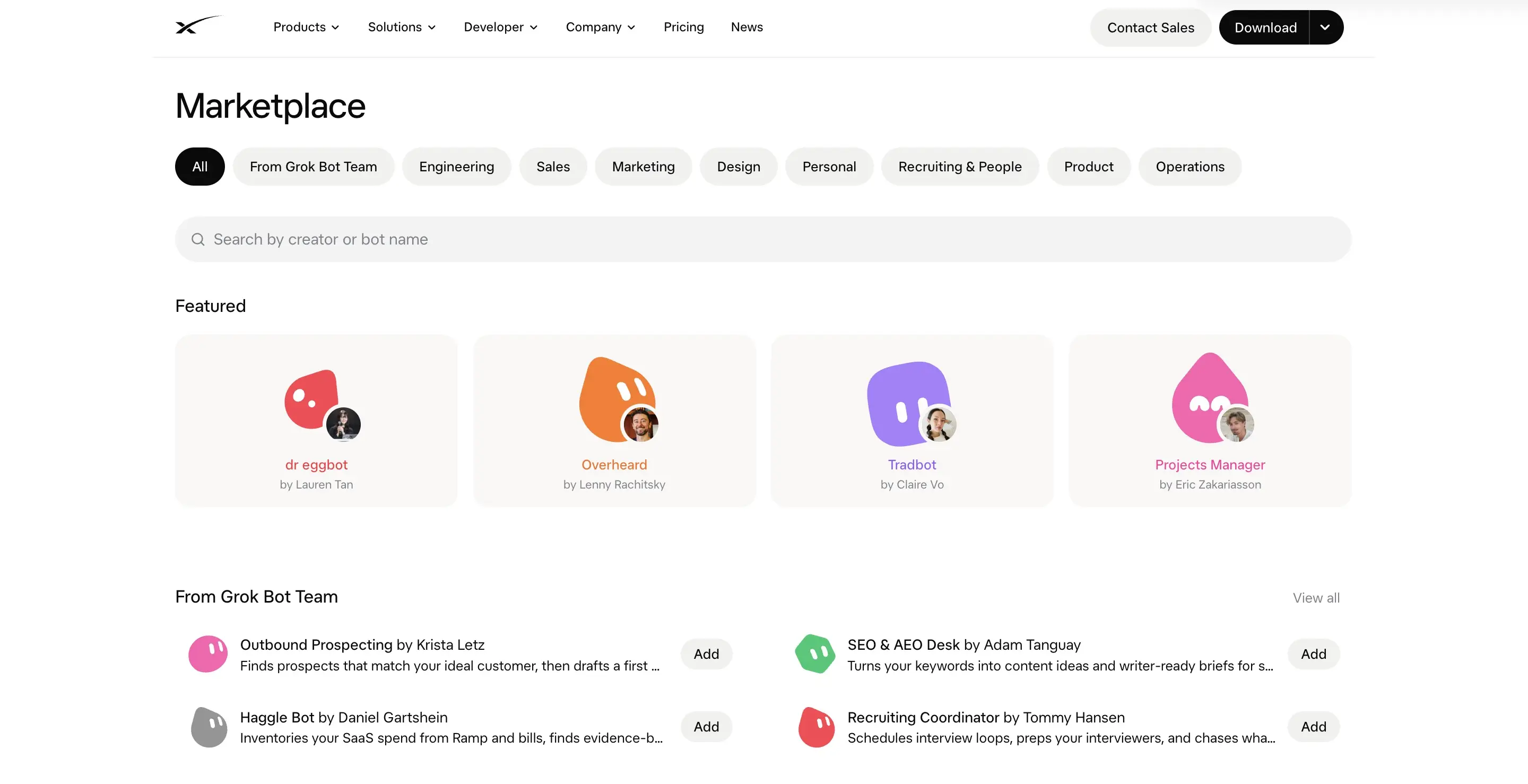 Grok Bot Marketplace